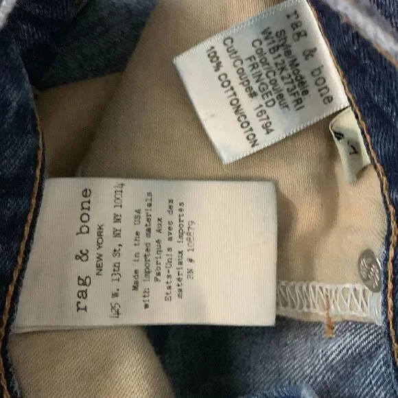 rag & bone Distressed Style Fringed Medium Wash Denim Skirt W1B2K273FRI Size 27 - Picture 14 of 17